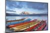 Boats on Lugu Lake at dawn, Yunnan, China-Ian Trower-Mounted Photographic Print