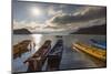 Boats on Lugu Lake, Lige village, Yunnan, China, Asia-Ian Trower-Mounted Photographic Print