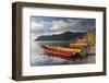 Boats on Lugu Lake, Lige village, Yunnan, China, Asia-Ian Trower-Framed Photographic Print