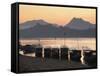 Boats on Mekong River at Sunset, Luang Prabang, Laos-Ian Trower-Framed Stretched Canvas