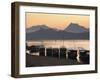 Boats on Mekong River at Sunset, Luang Prabang, Laos-Ian Trower-Framed Photographic Print