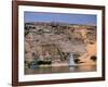 Boats on Nile River Passing Massive Statues of Pharoh Ramses II at Door to Queen Nefertari's Temple-James Burke-Framed Photographic Print