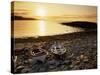 Boats on Norwick Beach at Sunrise, Unst, Shetland Islands, Scotland, United Kingdom, Europe-Patrick Dieudonne-Stretched Canvas