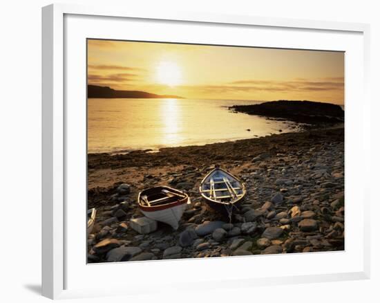 Boats on Norwick Beach at Sunrise, Unst, Shetland Islands, Scotland, United Kingdom, Europe-Patrick Dieudonne-Framed Photographic Print