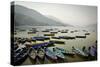 Boats on Phewa Lake, Pokhara, Nepal-Michael Slevin Uttley-Stretched Canvas