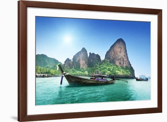 Boats on Railay Beach in Krabi Thailand-Iakov Kalinin-Framed Photographic Print