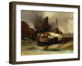 Boats on the Beach, 1840-Luigi Sabatelli-Framed Giclee Print