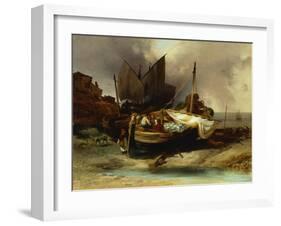 Boats on the Beach, 1840-Luigi Sabatelli-Framed Giclee Print