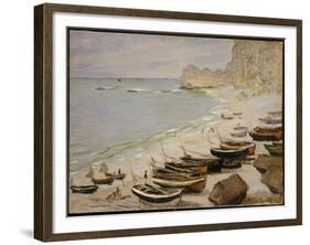 Boats on the Beach at Etretat, 1883-Claude Monet-Framed Giclee Print