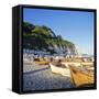 Boats on the Beach, Beer, Devon, England, UK-John Miller-Framed Stretched Canvas