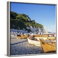 Boats on the Beach, Beer, Devon, England, UK-John Miller-Framed Photographic Print