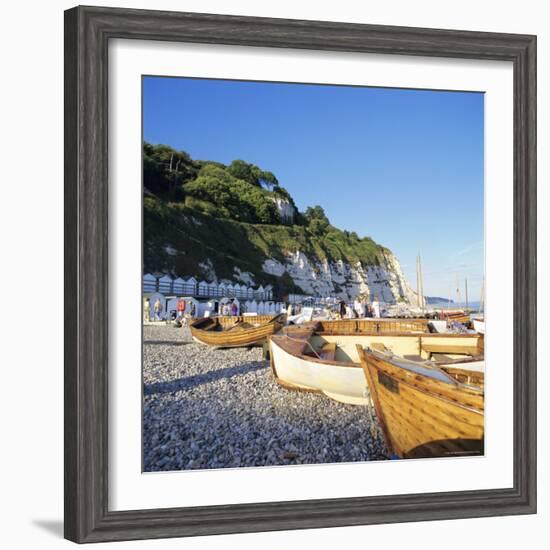 Boats on the Beach, Beer, Devon, England, UK-John Miller-Framed Photographic Print