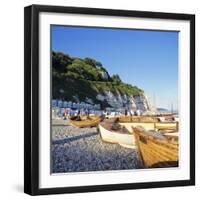 Boats on the Beach, Beer, Devon, England, UK-John Miller-Framed Photographic Print