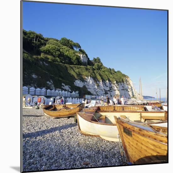 Boats on the Beach, Beer, Devon, England, UK-John Miller-Mounted Photographic Print