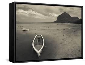 Boats on the Beach, Le Morne Brabant, Mauritius-null-Framed Stretched Canvas