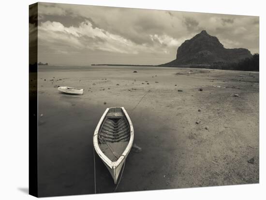 Boats on the Beach, Le Morne Brabant, Mauritius-null-Stretched Canvas