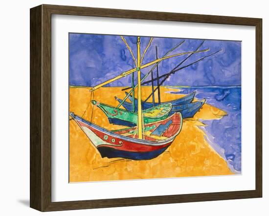 Boats on the Beach of Les-Saintes-Maries, 1888-Vincent van Gogh-Framed Premium Giclee Print