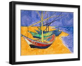 Boats on the Beach of Les-Saintes-Maries, 1888-Vincent van Gogh-Framed Premium Giclee Print