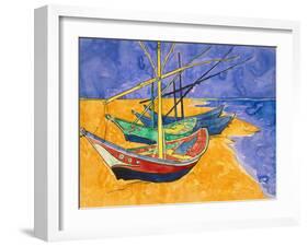 Boats on the Beach of Les-Saintes-Maries, 1888-Vincent van Gogh-Framed Premium Giclee Print