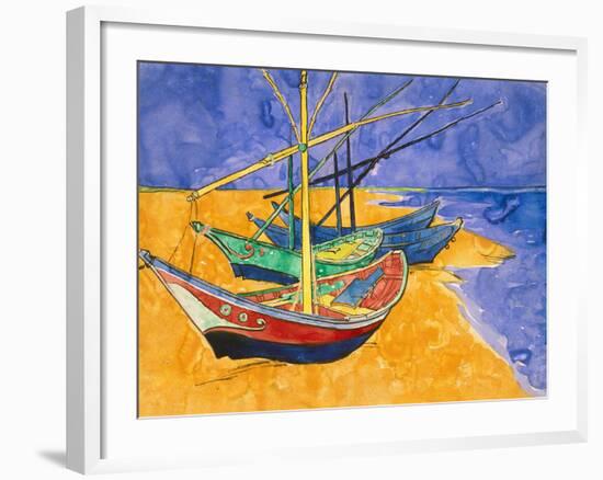 Boats on the Beach of Les-Saintes-Maries, 1888-Vincent van Gogh-Framed Giclee Print