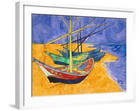 Boats on the Beach of Les-Saintes-Maries, 1888-Vincent van Gogh-Framed Giclee Print