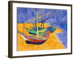 Boats on the Beach of Les-Saintes-Maries, 1888-Vincent van Gogh-Framed Giclee Print