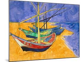 Boats on the Beach of Les-Saintes-Maries, 1888-Vincent van Gogh-Mounted Giclee Print