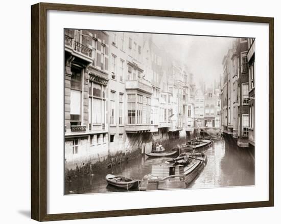 Boats on the Canal, Amsterdam, 1898-James Batkin-Framed Photographic Print