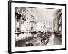 Boats on the Canal, Amsterdam, 1898-James Batkin-Framed Photographic Print