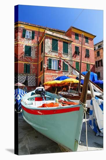 Boats on the Dock, Vernazza, Cinque Terre, Italy-George Oze-Stretched Canvas