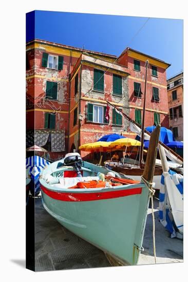 Boats on the Dock, Vernazza, Cinque Terre, Italy-George Oze-Stretched Canvas