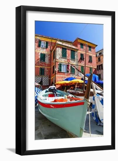 Boats on the Dock, Vernazza, Cinque Terre, Italy-George Oze-Framed Premium Photographic Print