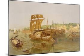 Boats on the Ganges, from 'India Ancient and Modern', 1867 (Colour Litho)-William 'Crimea' Simpson-Mounted Giclee Print