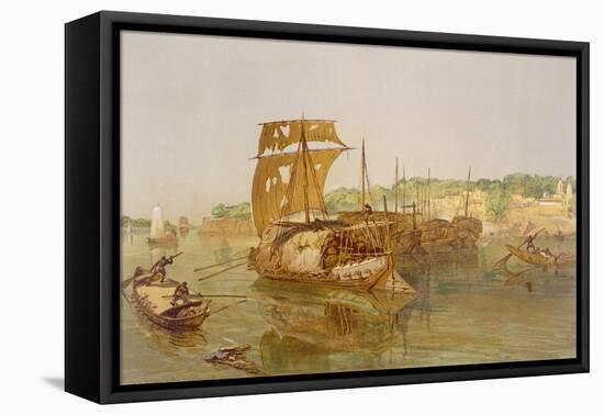 Boats on the Ganges, from 'India Ancient and Modern', 1867 (Colour Litho)-William 'Crimea' Simpson-Framed Stretched Canvas