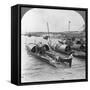 Boats on the Irrawaddy River, Mingun, Burma, 1908-null-Framed Stretched Canvas