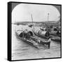 Boats on the Irrawaddy River, Mingun, Burma, 1908-null-Framed Stretched Canvas