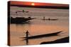 Boats on the Niger River at Sunset. Niger River, Mali., 1990S (Photo)-James L Stanfield-Stretched Canvas