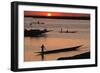 Boats on the Niger River at Sunset. Niger River, Mali., 1990S (Photo)-James L Stanfield-Framed Giclee Print