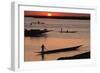 Boats on the Niger River at Sunset. Niger River, Mali., 1990S (Photo)-James L Stanfield-Framed Giclee Print