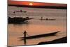 Boats on the Niger River at Sunset. Niger River, Mali., 1990S (Photo)-James L Stanfield-Mounted Giclee Print