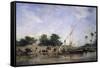 Boats on the Nile-Eugene Fromentin-Framed Stretched Canvas