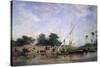 Boats on the Nile-Eugene Fromentin-Stretched Canvas