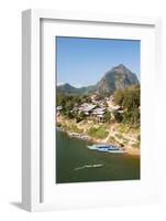 Boats on the Ou River, Nong Khiaw, Luang Prabang Area, Laos, Indochina, Southeast Asia, Asia-Jordan Banks-Framed Photographic Print