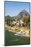 Boats on the Ou River, Nong Khiaw, Luang Prabang Area, Laos, Indochina, Southeast Asia, Asia-Jordan Banks-Mounted Photographic Print