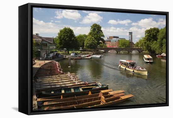 Boats on the River Avon and the Royal Shakespeare Theatre-Stuart Black-Framed Stretched Canvas