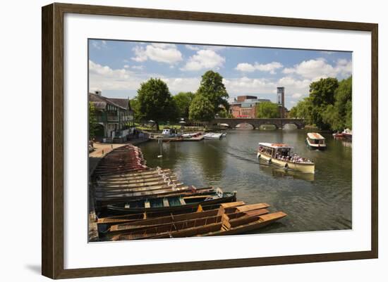 Boats on the River Avon and the Royal Shakespeare Theatre-Stuart Black-Framed Photographic Print