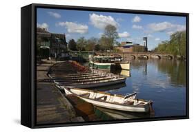 Boats on the River Avon and the Royal Shakespeare Theatre-Stuart Black-Framed Stretched Canvas