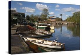 Boats on the River Avon and the Royal Shakespeare Theatre-Stuart Black-Stretched Canvas