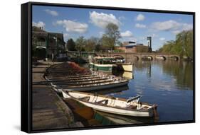 Boats on the River Avon and the Royal Shakespeare Theatre-Stuart Black-Framed Stretched Canvas