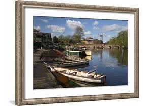 Boats on the River Avon and the Royal Shakespeare Theatre-Stuart Black-Framed Photographic Print